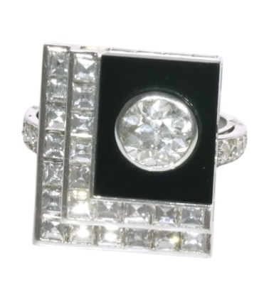 art deco prsten se skrytým usazením diamantu
